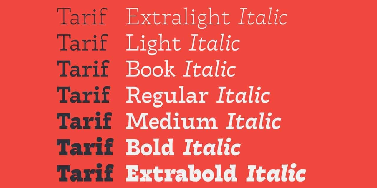 Download Tarif font (typeface)
