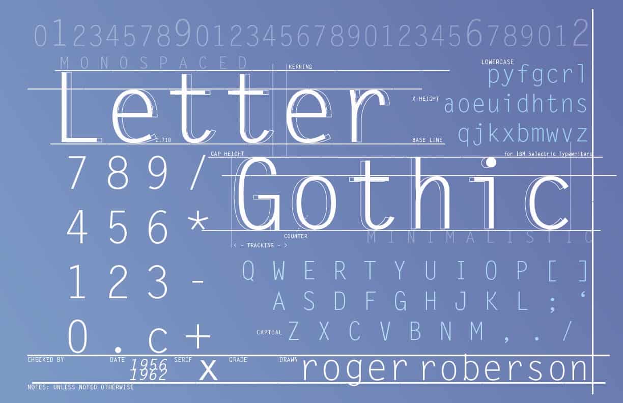 Download Letter Gothic [1956 - Roger Roberson] font (typeface)